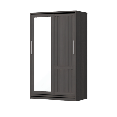 ตู้เสื้อผ้าบานเลื่อนกระจกเงา WISDOM DESIGN FURNITURE รุ่น W12SLM 120 ซม. สีโอ๊ค_1